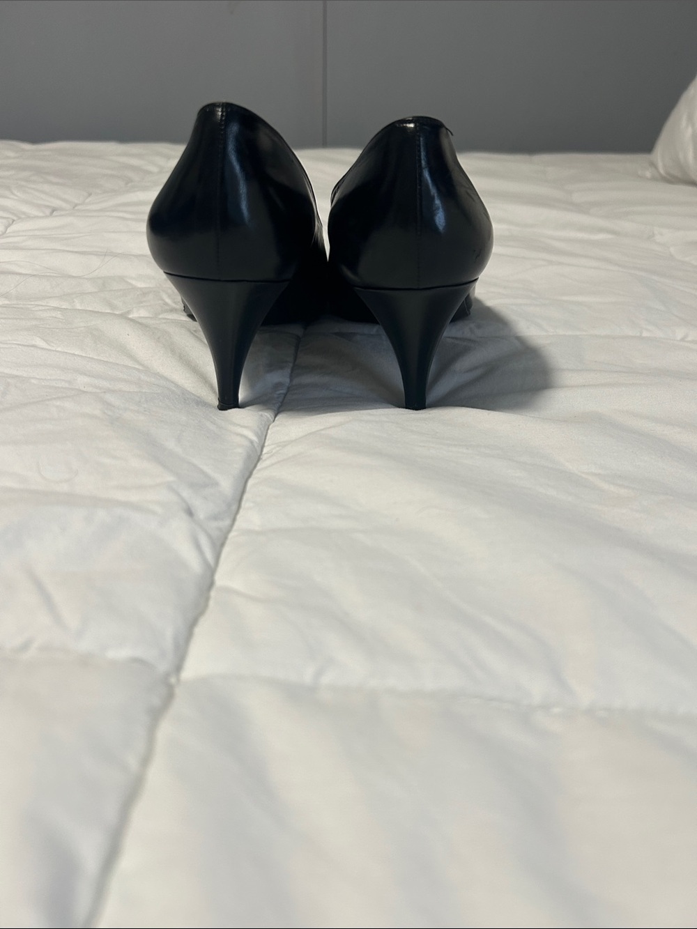 CHANEL Black Leather Pointed-Toe Heels - Picture 3 of 9